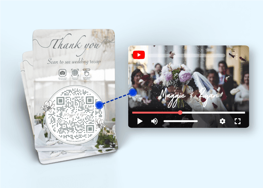 Wedding video thank you cards with QR codes